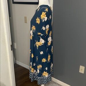 LOFT Floral Midi Dress - Blue and Yellow